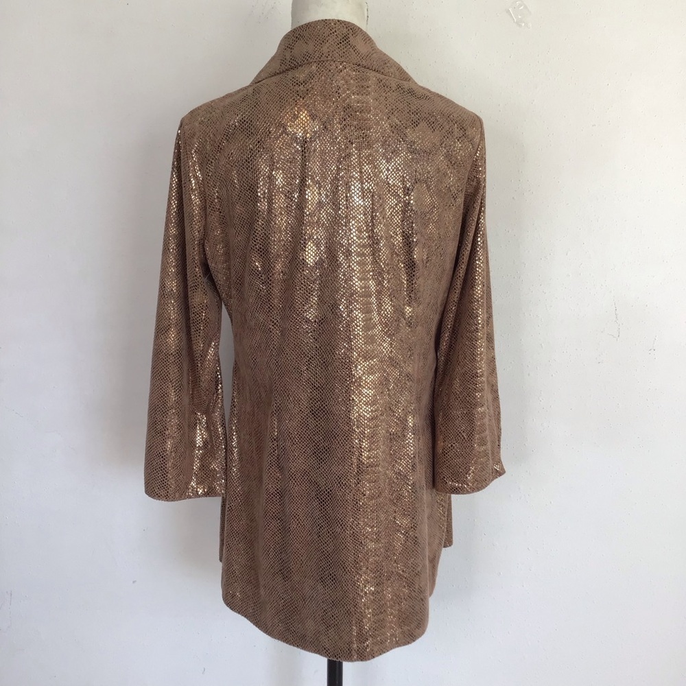 Mishca Elegant Shimmering Rose Gold Women's Tie Front Party Blazer Size M - Picture 2 of 8